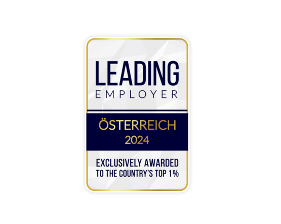 Auszeichnung zum LEADING EMPLOYER 2024 zum TOP 1 % der besten Arbeitgeber in Österreich