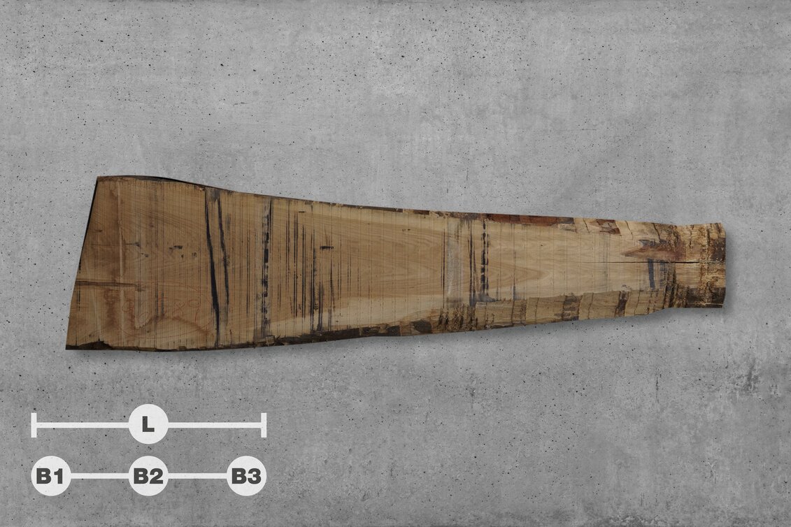 1430877 | 96589 // L: 360 cm; B1: 92 cm; B2: 63 cm; B3: 33 cm; Stärke: 65 mm