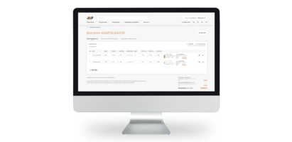 iMac mit geöffnetem JAF BSH/KVH-Konfigurator auf transparentem Hintergrund. 