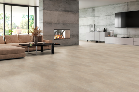 Eurowood Vinylboden Canyon Stone, 4-seitig gefast, wave, Matt-lackiert; Canyon Stone; Vinylboden; Steinoptik; Fix-System; Fixystem für leimfreie Verlegung; Fertigboden; ca. 0,55 mm; quellreduzierte Holzfaserplatte; natürliche Kork-Trittschalldämmung; lackiert; Vinyl Matt; braun; hell; NK 33; Stone; Fliese; umlaufend gefast (4V); Steinstruktur; wave; PE-Folie als Unterlage notwendig; Tilo 1000062