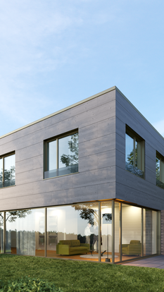 Gebäude mit NOVATOP FACADE Fassadenplatten an moderner Fassade