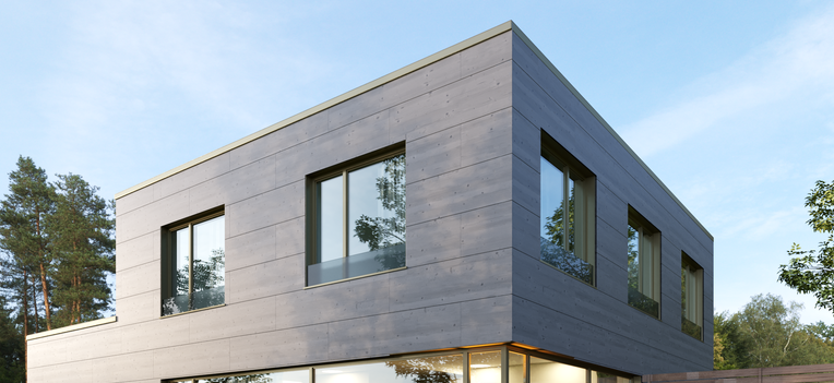 Gebäude mit NOVATOP FACADE Fassadenplatten an moderner Fassade