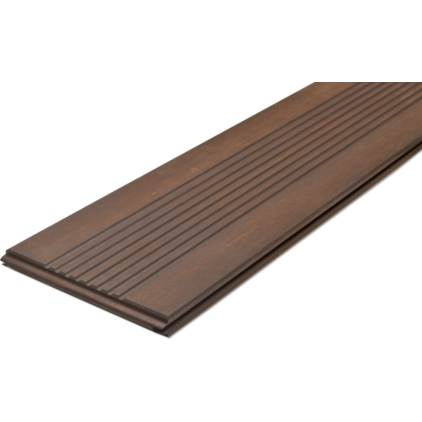 Bambus Terrassendiele Bamboo X-treme® Wendediele Geriffelt/Glatt, vorgeölt, Stirnseitig Nut & Feder; Terrassendiele; Bamboo X-treme®; Thermobehandelt; Wendediele; UK (Unterkonstruktion), UK-Abstand und Befestigung sind Empfehlungen; Holz-Alu, Clip,Holz-Holz, Clip; Kalkulationsrichtpreis mit Berücksichtigung eines durchschnittlichen Dielenabstands von 6 mm; Volldiele; Bambus; vorgeölt; A; Klasse 1; dunkelbraun; Dunkelbraun; ruhig; Stirnseitig Nut & Feder; Asien; Clip; Bambus; Thermoholz