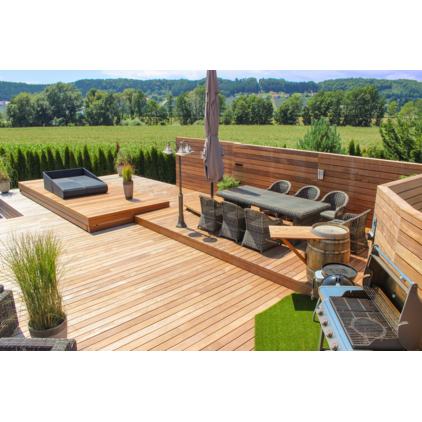 Ipé Terrassendiele FAS KD Glatt/Glatt; Terrassendiele; kiln dried (KD); Das Vorbohren der Holzdielen wird unbedingt empfohlen,UK (Unterkonstruktion), UK-Abstand und Befestigung sind Empfehlungen; Holz-Holz, Distanzhalter,Holz-Alu, sichtbare Befestigung; Kalkulationsrichtpreis mit Berücksichtigung eines durchschnittlichen Dielenabstands von 6 mm; Volldiele; Ipé; Klasse 1; hellbraun,dunkelbraun; lebhaft; Südamerika; Rotholz; Massivholz