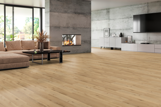 Eurowood Vinylboden Eiche Indiana, softsynchron, Matt-lackiert; Indiana; Vinylboden; Eiche; Klick; Fixystem für leimfreie Verlegung; Fertigboden; ca. 0,3 mm; quellreduzierte Holzfaserplatte; natürliche Kork-Trittschalldämmung; lackiert; Vinyl Matt; braun; mittel; NK 31; 1-Stab; geschlossen; strukturiert; softsynchron; PE-Folie als Unterlage notwendig; Tilo 100001401