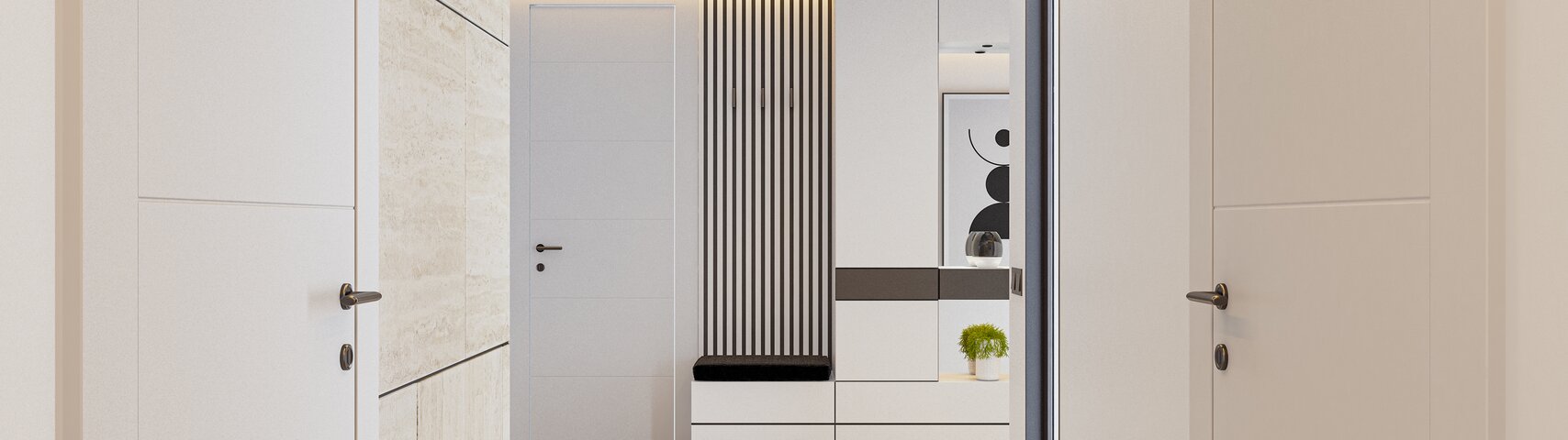 Moderner Wohnraum mit weißen Eurowood Innentüren aus dem Türenprogramm 2026/27