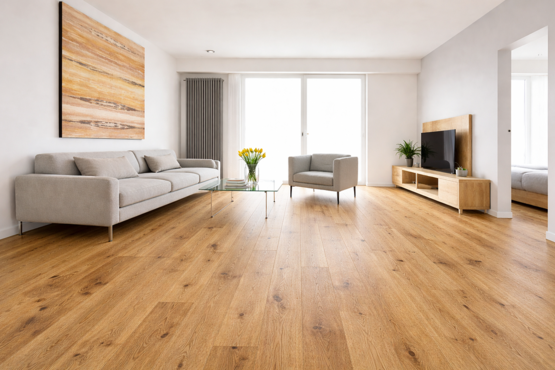 Eurowood Landhausdiele Eiche Country 4-seitig gefast, gebürstet, matt lackiert, braun gekittet, FSC 100 %;Parkett;Landhausdiele;Eiche;Klick;5G;3-Schicht;ca. 3,5 mm;geölt;matt lackiert;braun;mittel;astig;Country;1-Stab;umlaufend gefast (4V);braun;gebürstet;Rohstoffbedingt behalten wir uns vor, bis zu 2 Lagen Halblängen pro Packung mitzuliefern