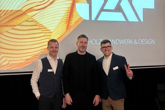 Drei Vortragende beim Fachabend von JAF und NOVATOP im cowerk DesignPalais Wien